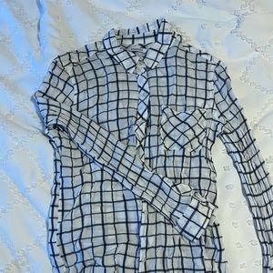 Woman’s white and navy flannel